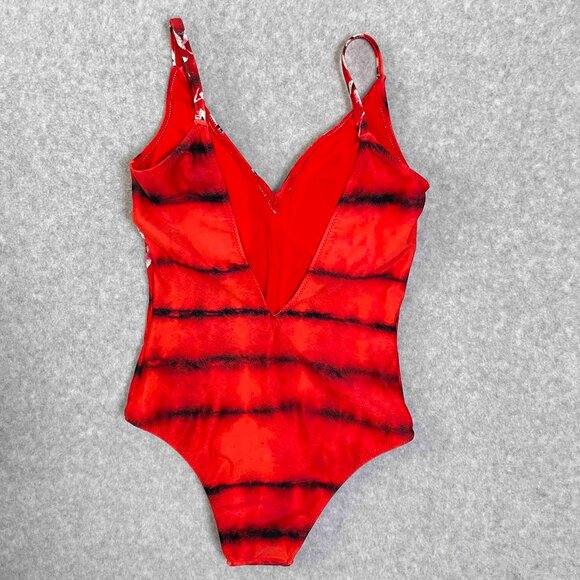 CIA MARITIMA Brasil Red Floral Tie Dye One Piece Swimsuit Womens Size M - Picture 2 of 8